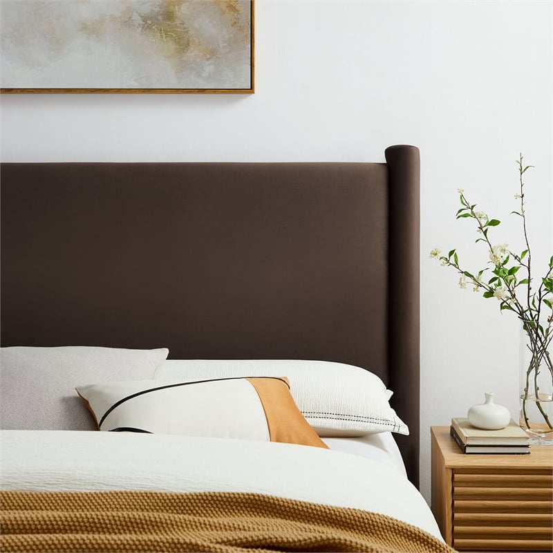 Rael Queen Headboard in Chocolate Brown