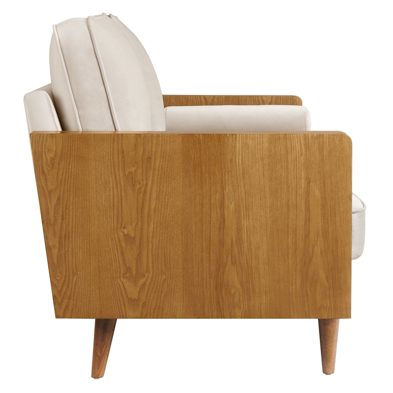 Modway Kellan Performance Velvet Upholstered 3-Seater Sofa in Walnut/Almond
