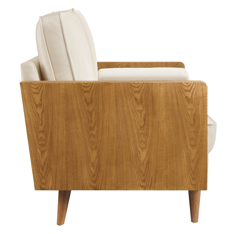 Modway Kellan Performance Velvet Upholstery 2-Seater Loveseat - Walnut/Alabaster