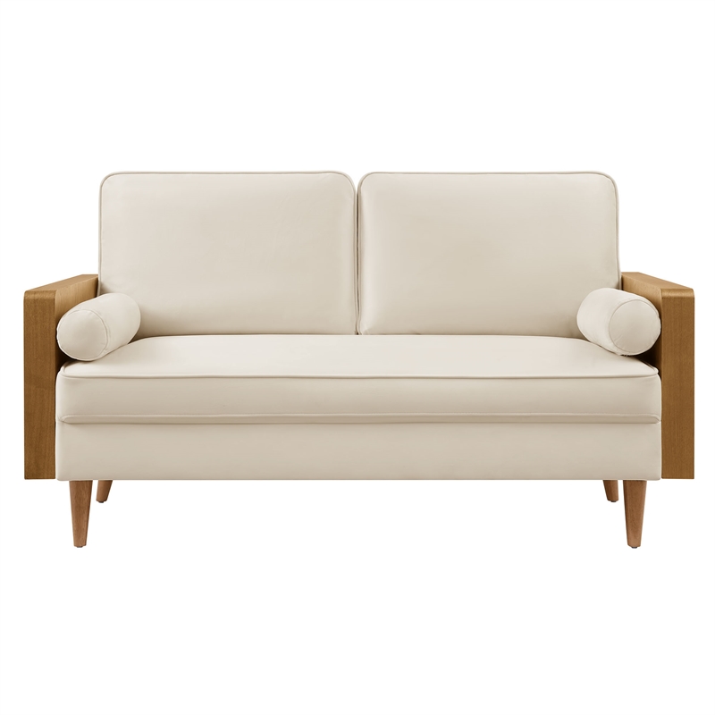 Modway Kellan Performance Velvet Upholstery 2-Seater Loveseat - Walnut/Alabaster