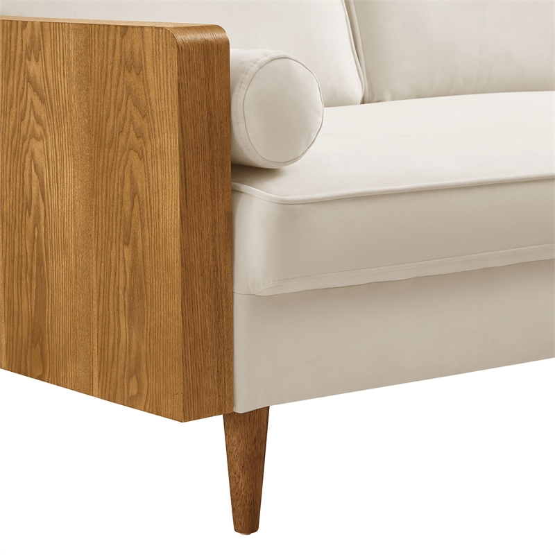 Modway Kellan Performance Velvet Upholstery 2-Seater Loveseat - Walnut/Alabaster