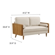 Modway Kellan Performance Velvet Upholstered 2-Seater Loveseat in Walnut/Almond