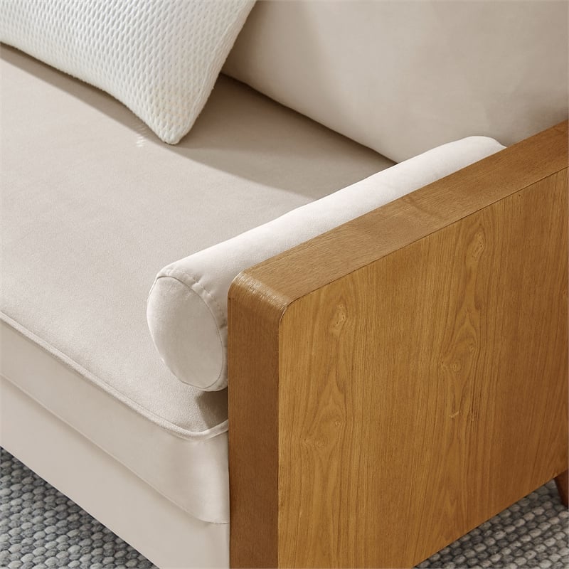 Modway Kellan Performance Velvet Upholstered 2-Seater Loveseat in Walnut/Almond