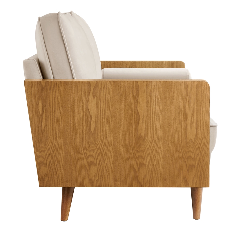 Modway Kellan Performance Velvet Upholstered 2-Seater Loveseat in Walnut/Almond