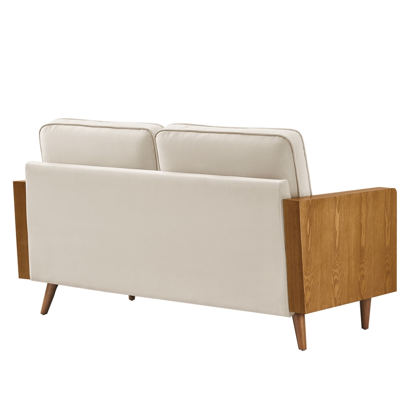 Modway Kellan Performance Velvet Upholstered 2-Seater Loveseat in Walnut/Almond