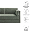 Modway Linden Upholstered Heathered Chenille Sofa in Eucalyptus