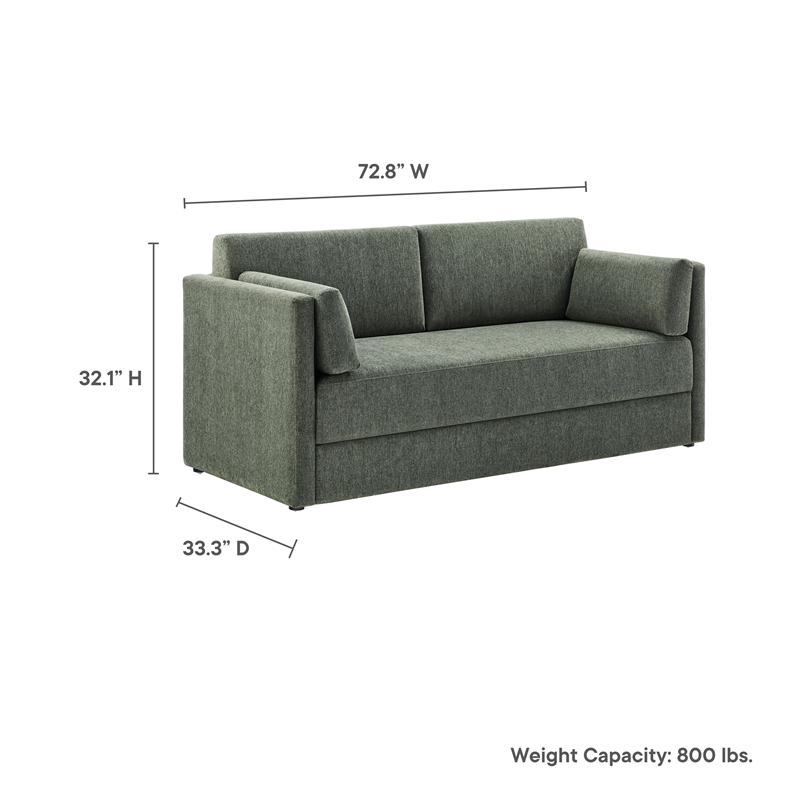 Modway Linden Upholstered Heathered Chenille Sofa in Eucalyptus