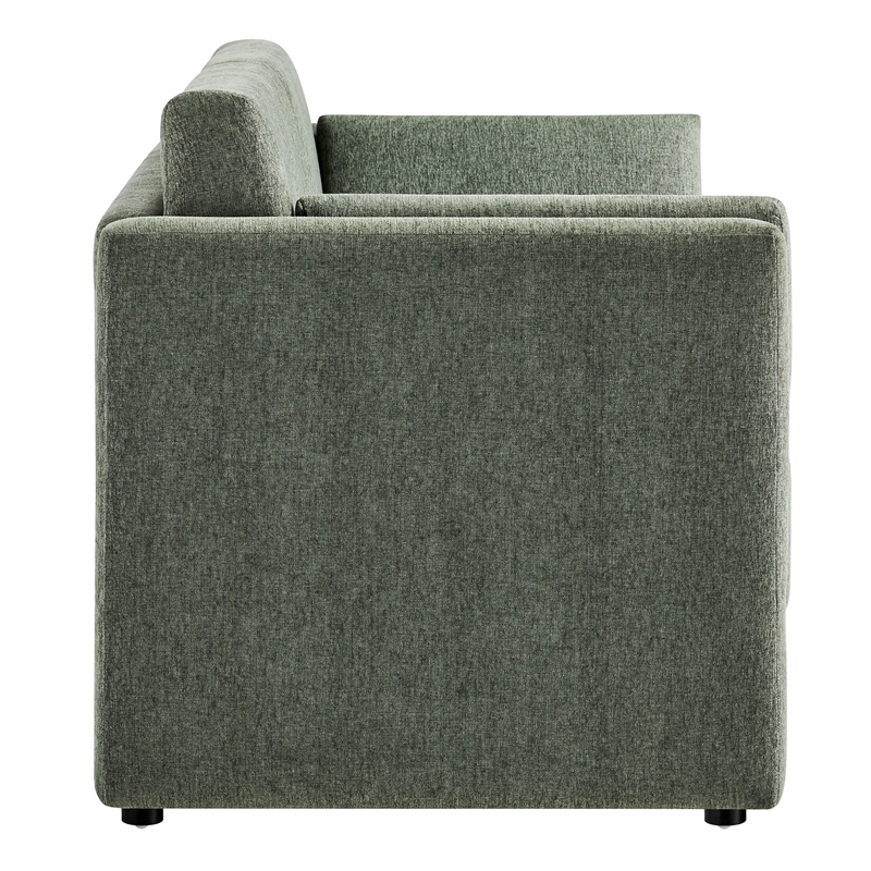 Modway Linden Upholstered Heathered Chenille Sofa in Eucalyptus