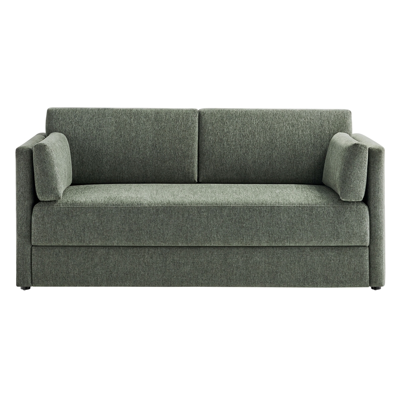 Modway Linden Upholstered Heathered Chenille Sofa in Eucalyptus