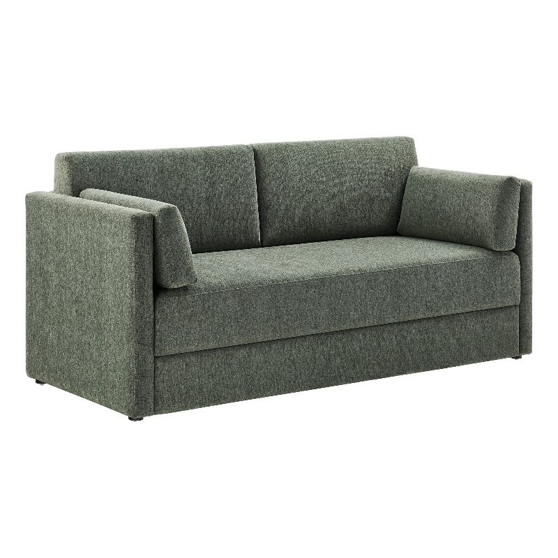 Modway Linden Upholstered Heathered Chenille Sofa in Eucalyptus