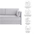 Modway Linden Upholstered Heathered Chenille Sofa in Newsprint