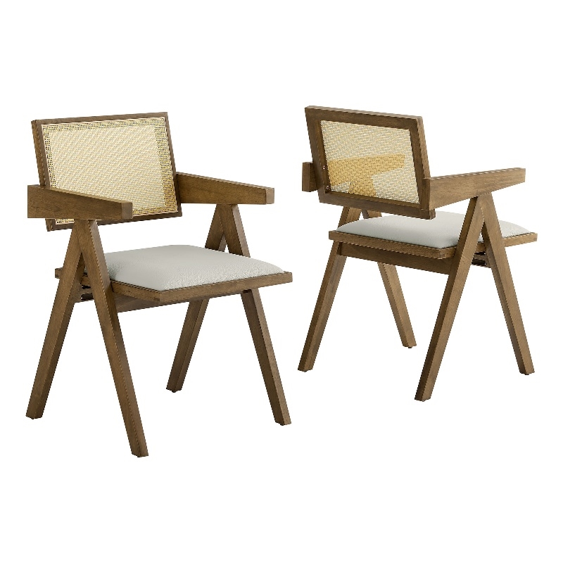Thera Dining Armchairs Set of 2 in Weathered Oak Stone