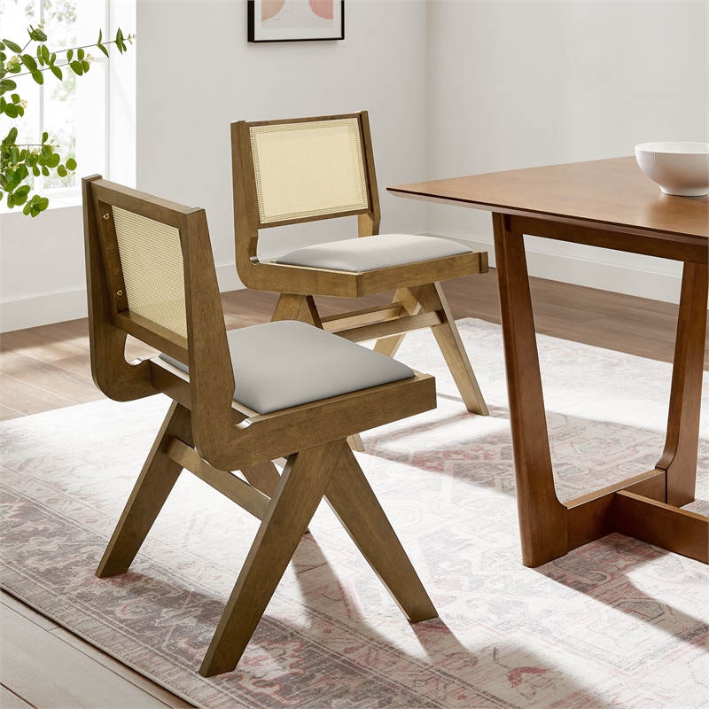 Thera Dining Side Chairs Set of 2 in Weathered Oak Stone