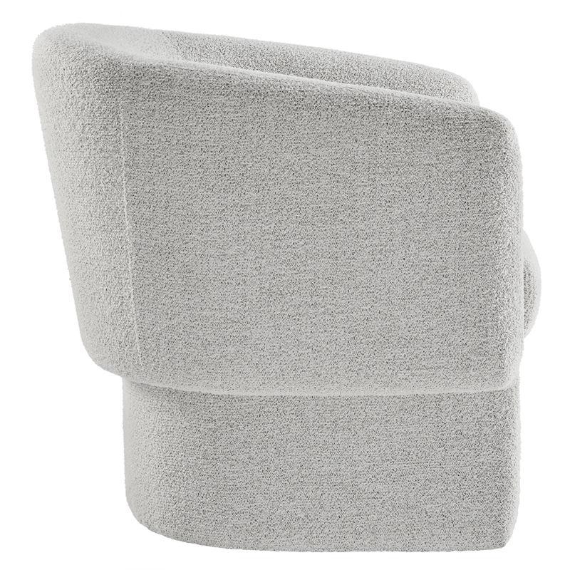 Modway Muse Boucle Fabric Upholstered Barrel Accent Chair in Newsprint