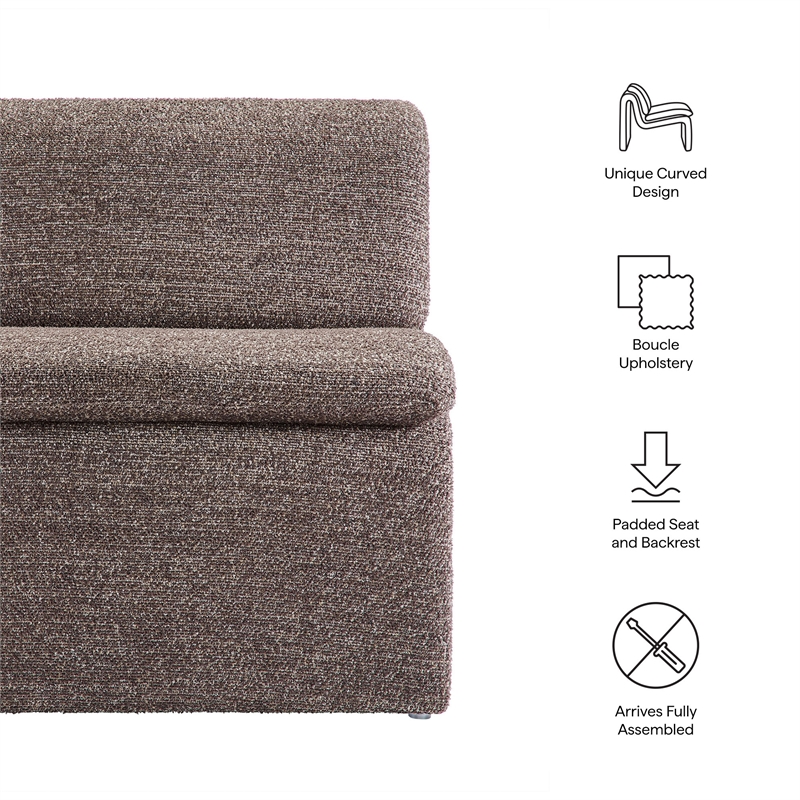 Modway Lume Boucle Fabric Upholstered Armless Accent Chair in Antique