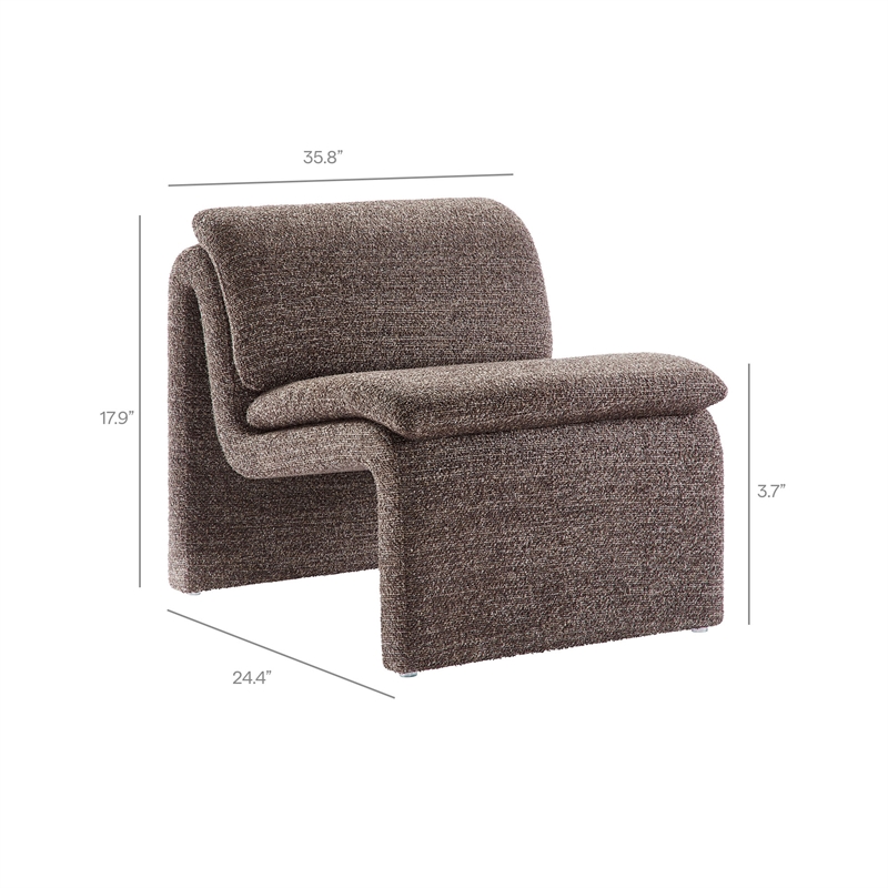 Modway Lume Boucle Fabric Upholstered Armless Accent Chair in Antique