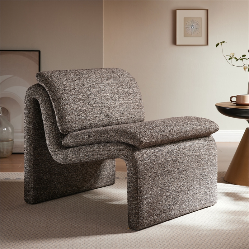 Modway Lume Boucle Fabric Upholstered Armless Accent Chair in Antique