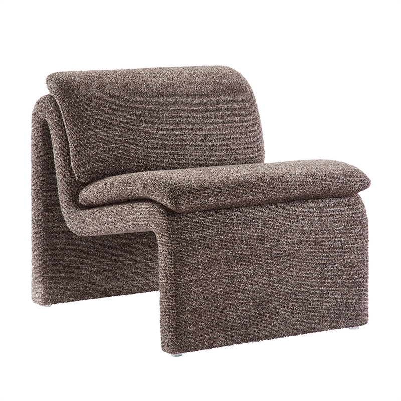 Modway Lume Boucle Fabric Upholstered Armless Accent Chair in Antique