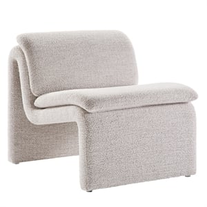 Modway Lume Boucle Fabric Upholstered Armless Accent Chair in Parchment