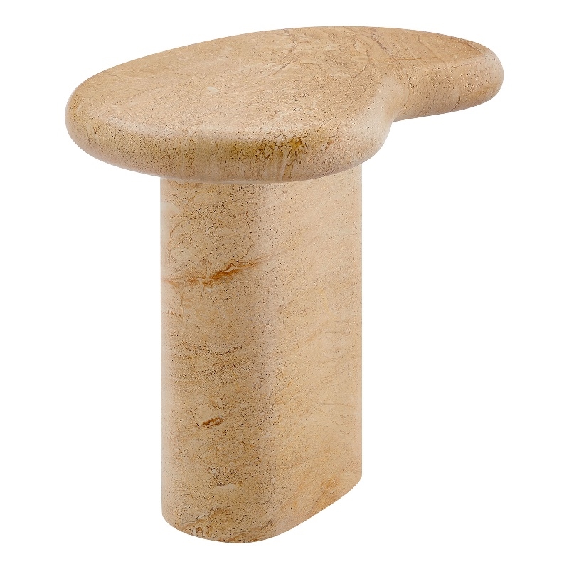 Modway Elowen Indoor/Outdoor Textured Faux Travertine End Table in Travertine