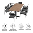 Modway Aeris Aluminum Outdoor 9-Piece Patio Dining Set in Charcoal