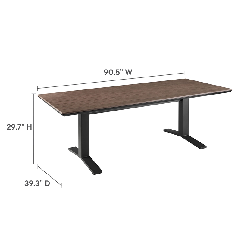 Modway Aeris Aluminum Outdoor 9-Piece Patio Dining Set in Charcoal