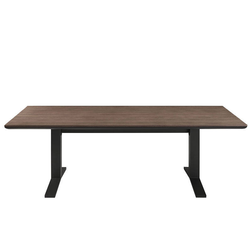 Modway Aeris Aluminum Outdoor 9-Piece Patio Dining Set in Charcoal