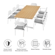 Modway Aeris Aluminum Outdoor 9-Piece Patio Dining Set in White