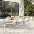 Modway Aeris Aluminum Outdoor 9-Piece Patio Dining Set in White