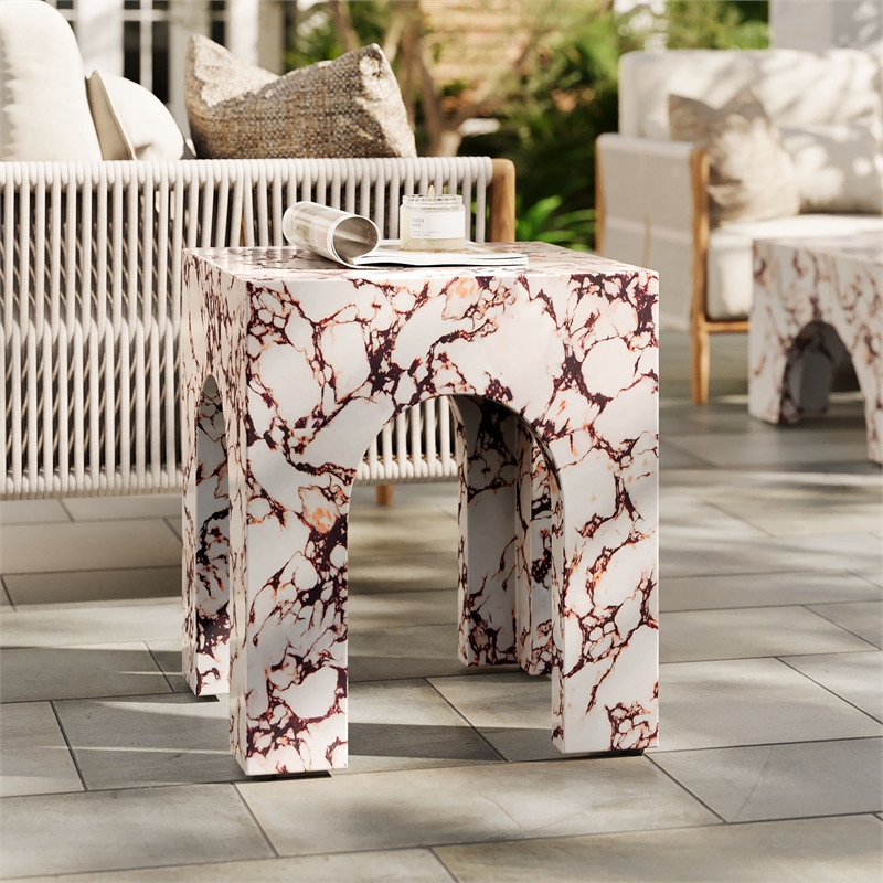 Valen Side Table in Red Marble