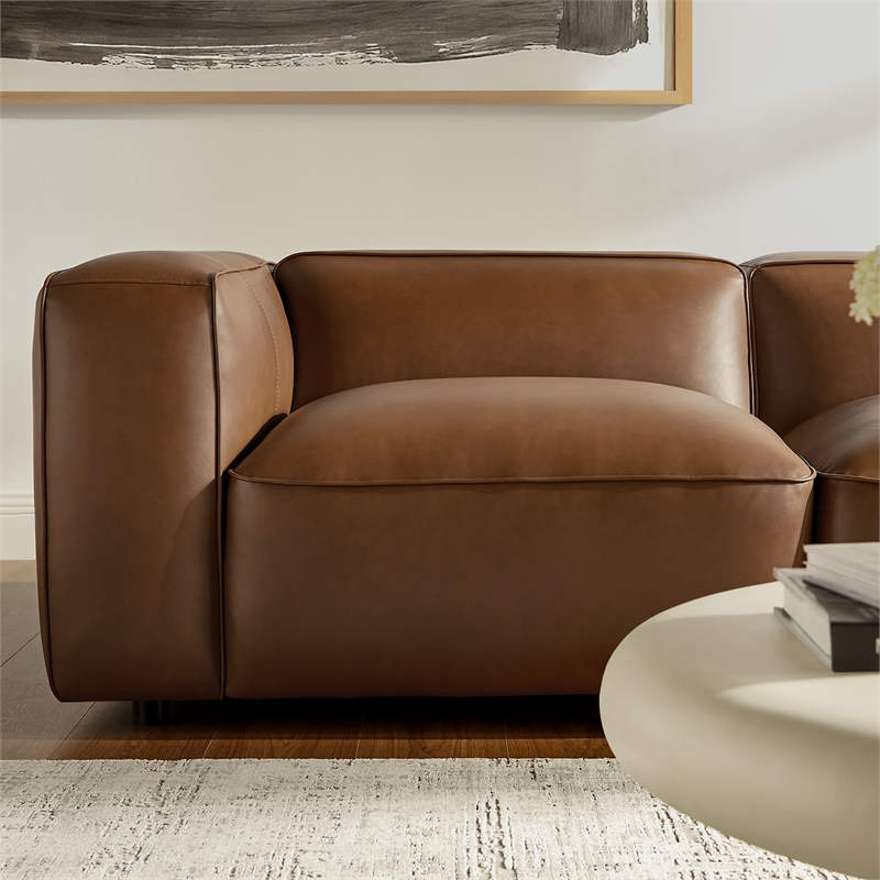 Modway Auren 5-Piece Leather Upholstered L-Shaped Sofa in Coffee
