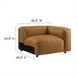 Modway Auren 3-Piece Vegan Leather Upholstered Sofa in Camel