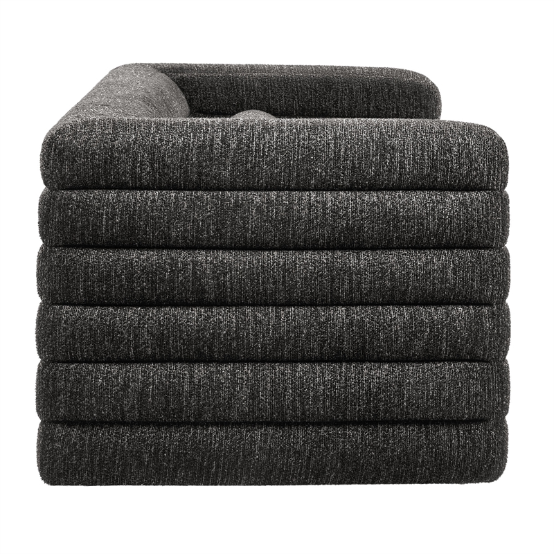 Modway Relle Channel Tufted Boucle Fabric Upholstered Sofa in Charcoal