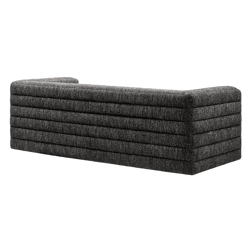 Modway Relle Channel Tufted Boucle Fabric Upholstered Sofa in Charcoal