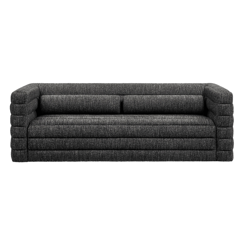 Modway Relle Channel Tufted Boucle Fabric Upholstered Sofa in Charcoal