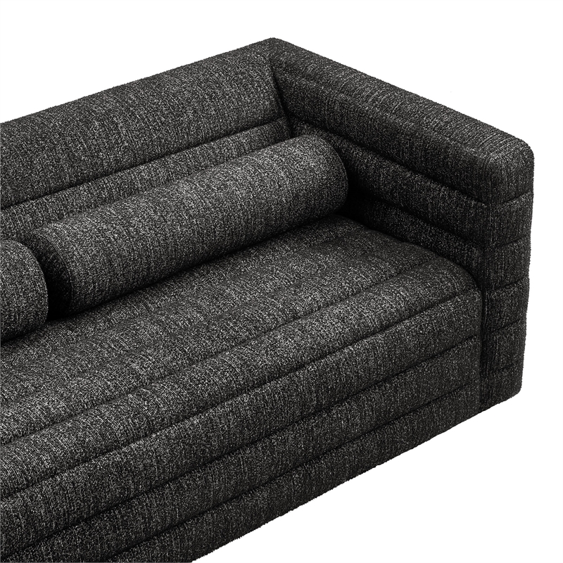 Modway Relle Channel Tufted Boucle Fabric Upholstered Sofa in Charcoal