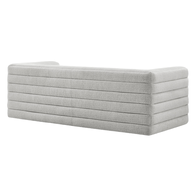 Modway Relle Channel Tufted Boucle Fabric Upholstered Sofa in Newsprint