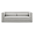 Modway Relle Channel Tufted Boucle Fabric Upholstered Sofa in Newsprint