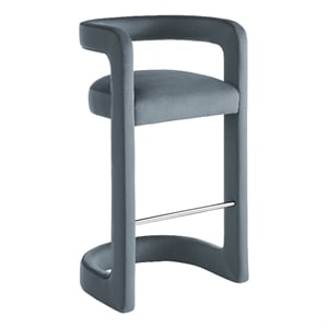 Modway Winslow 30.5&quotH Performance Velvet Barrel Back Bar Stool in Cadet Blue