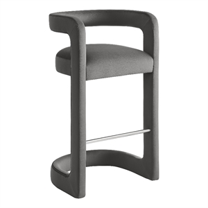 Modway Winslow 30.5&quotH Performance Velvet Barrel Back Bar Stool in Storm Gray