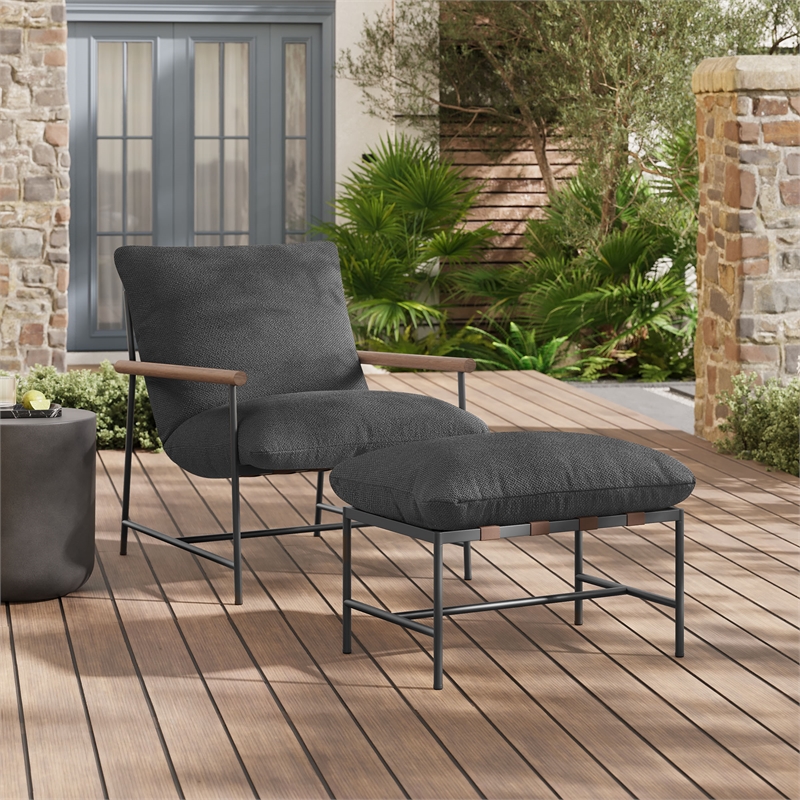 Raya Lounge Chair and Ottoman in Charcoal