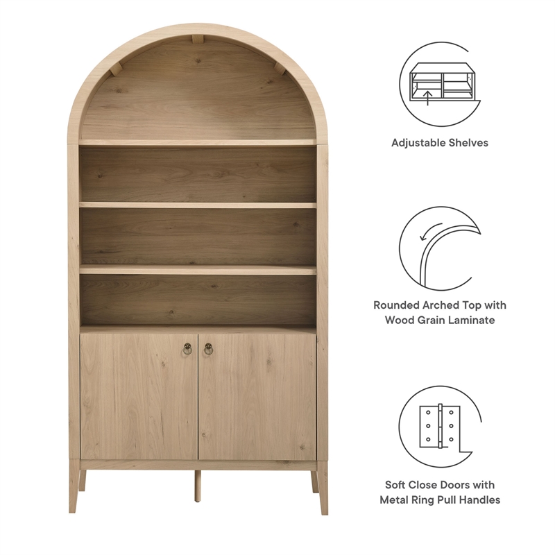 Nolan Storage Display Cabinet Bookshelf in Light Oak