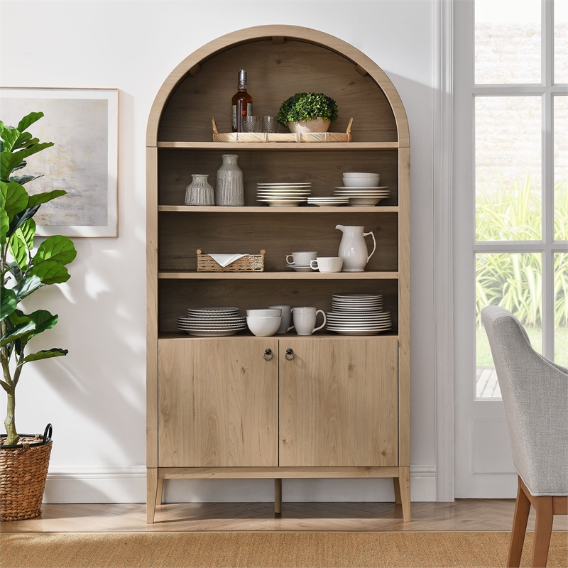 Nolan Storage Display Cabinet Bookshelf in Light Oak