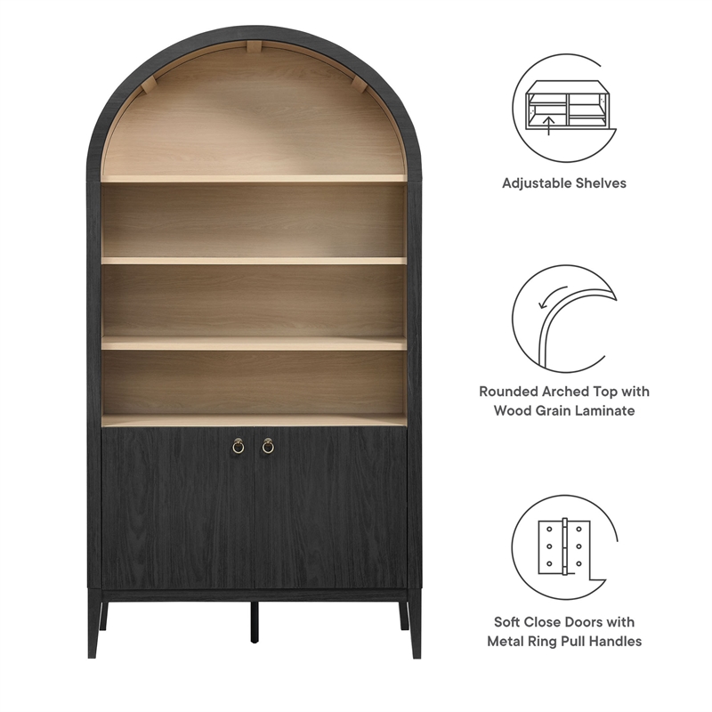 Nolan Storage Display Cabinet Bookshelf in Black
