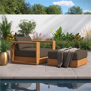 Tahoe 2-Piece Armchair and Ottoman Set in Natural Cocoa