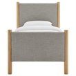 Modway Maven Heathered Weave Fabric Upholstered Twin Platform Bed in Wheat Oak