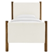 Modway Maven Boucle Fabric Upholstered Twin Platform Bed in Feather Walnut