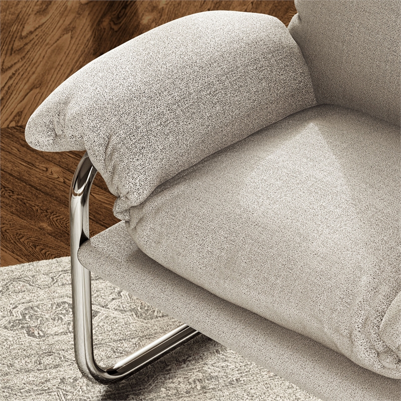 Modway Ansel Boucle Fabric Upholstered Accent Chair in Newsprint