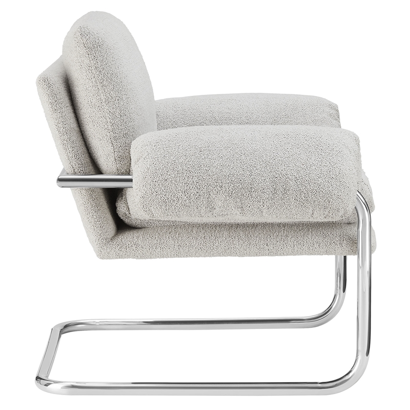 Modway Ansel Boucle Fabric Upholstered Accent Chair in Newsprint