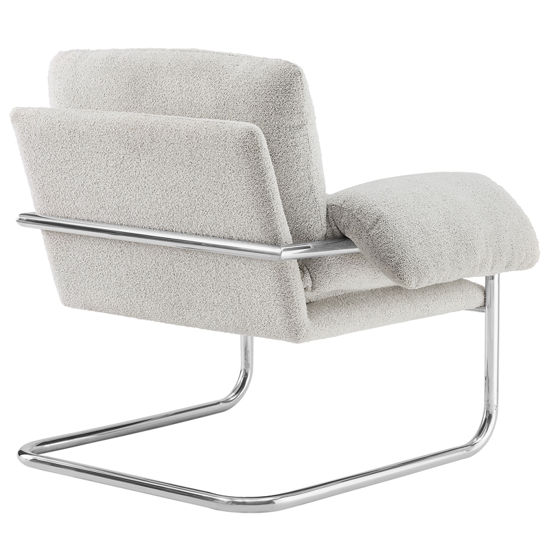 Modway Ansel Boucle Fabric Upholstered Accent Chair in Newsprint